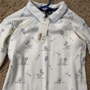 Janie and Jack White Romper with Dog and Balloon Design